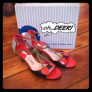 Oh dear cherry leather heels. 7 1/2 M